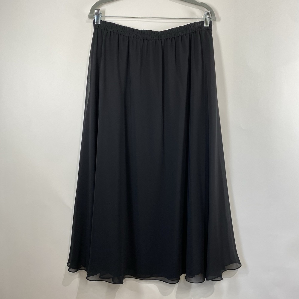 Adrianna Papell Evening Essentials Womens Black Long Chiffon Skirt Size L Formal